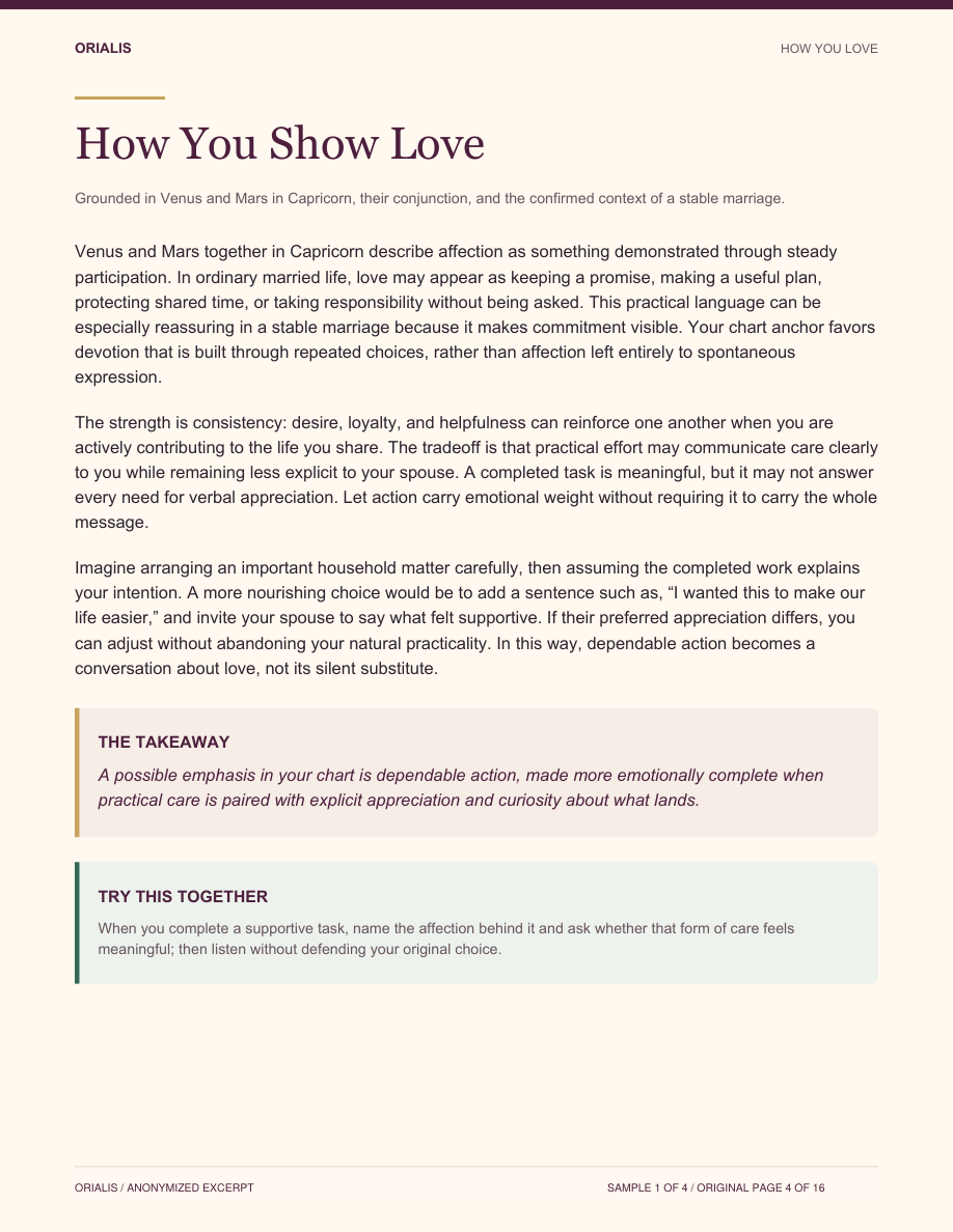 How You Show Love, a page from the original reading