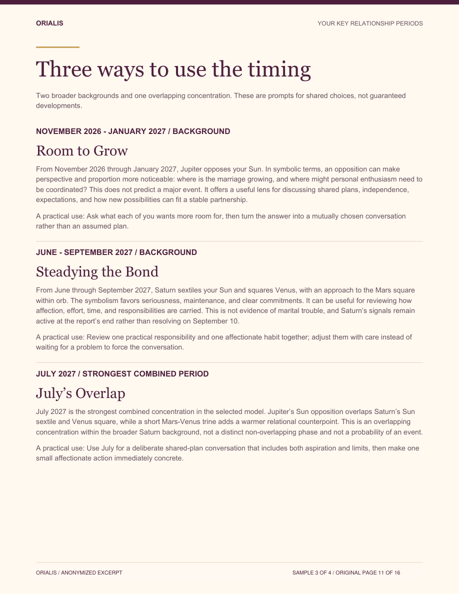 Anonymized original page 11: Three ways to use the timing